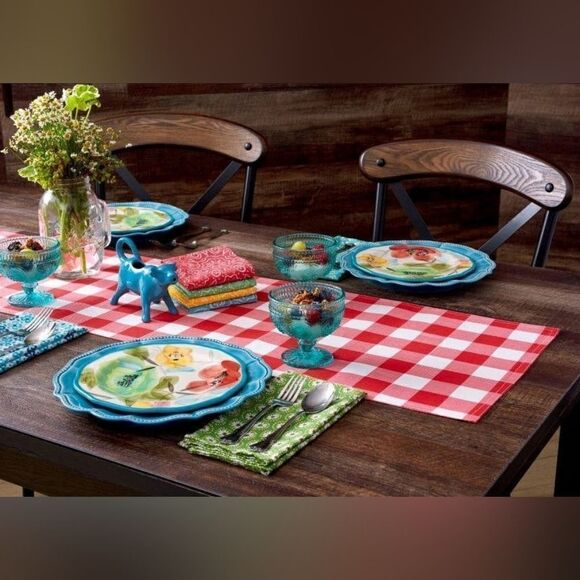The Pioneer Woman Charming Check Red Fabric Table Runner 14x90‎ - Picture 1 of 5